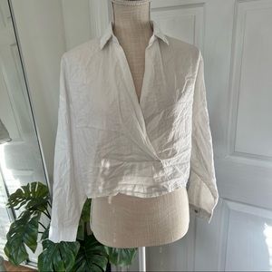 Long Sleeve Collared Cropped Top